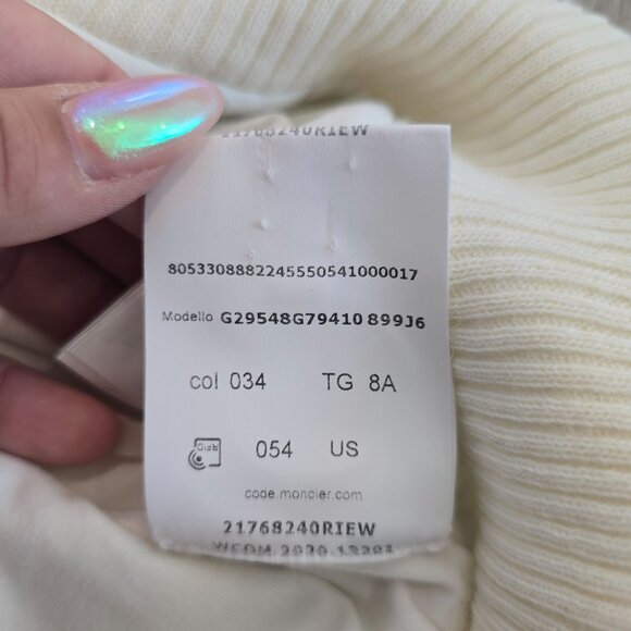 Moncler Kids Cable Knit Sweater Size 8 Anni 130cm White Cotton & Wool winter - Picture 7 of 14